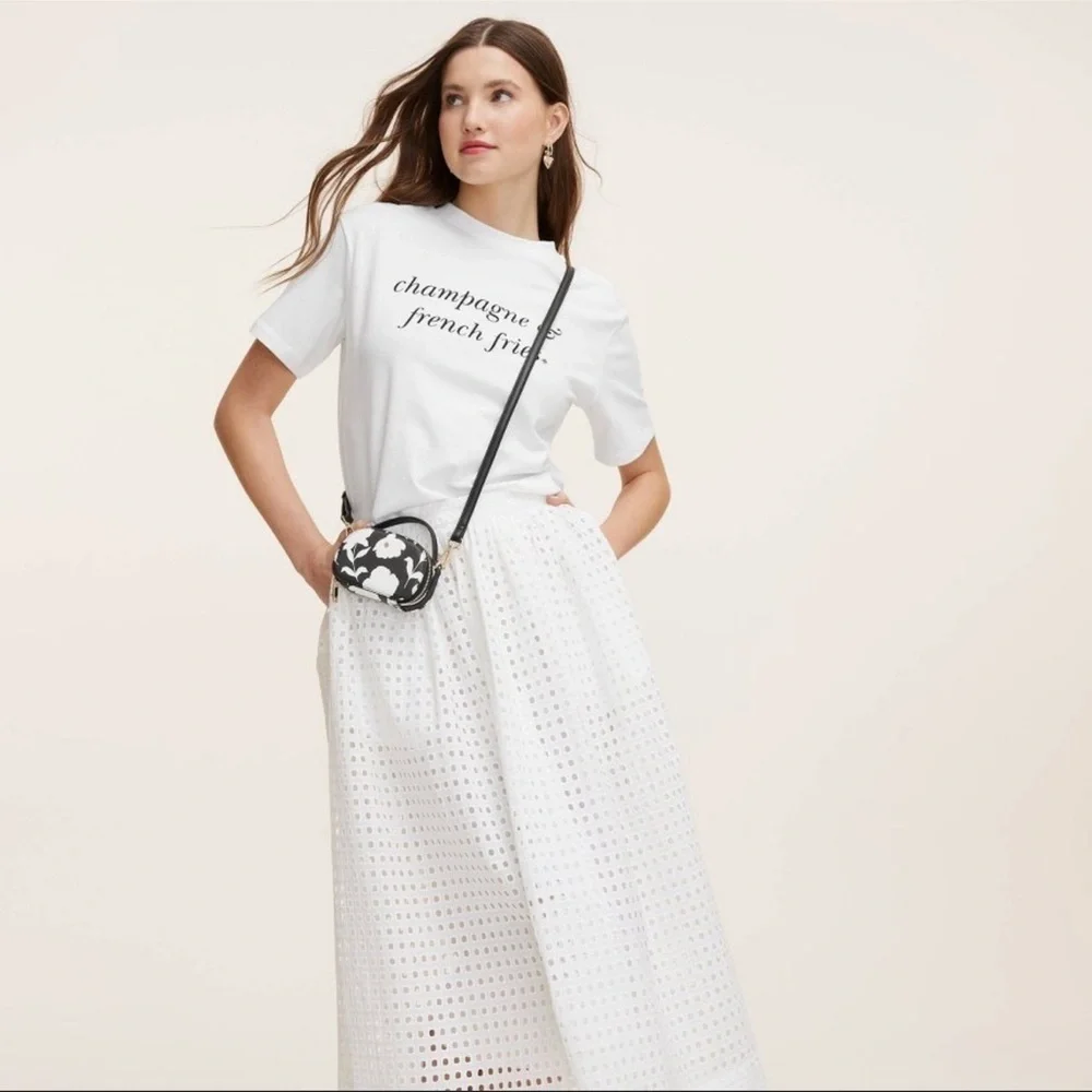 Kate Spade “ champagne & French fries White Graphic Tee